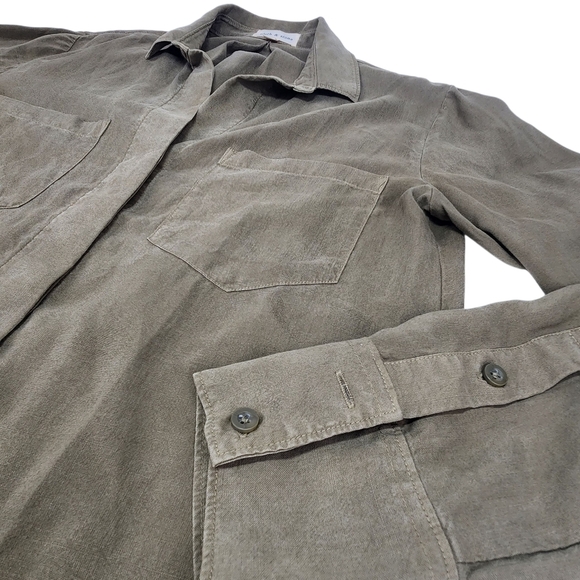 ANTHROPOLOGIE CLOTH & STONE army green button down shirt XS - Picture 13 of 15